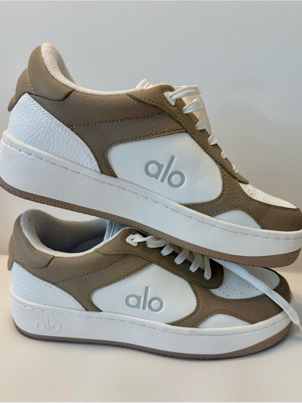 ALO Yoga Women's Taupe and White Athletic Sneakers - Picture 5 of 10